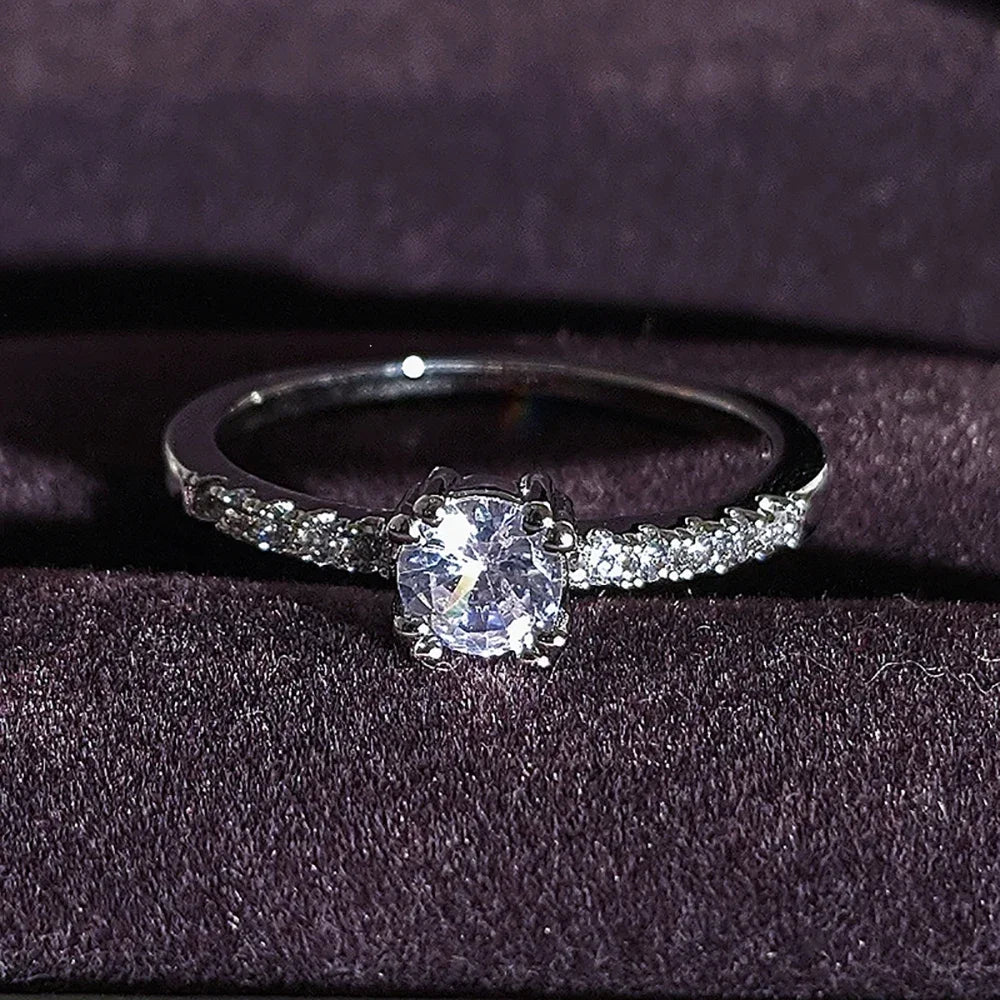 Moonso Rose Gold Silver Color Ring Fashion Promise Ring for Simple Halo Ring for Women Christmas Gift Girl Love Jewelry  R5036