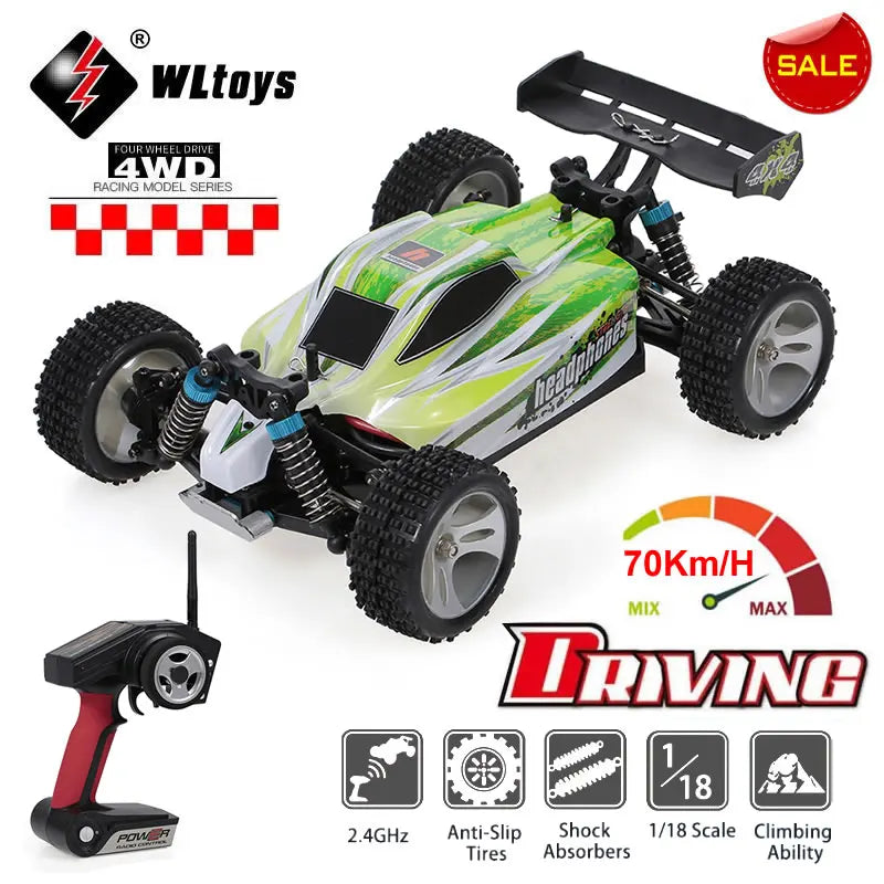 WLtoys A959B 184011 1/18 4WD RC Racing Car 70KM 2.4G Remote Control Drift High Speed Off-Road Vehicle Adult Boys Toys Kids Gift