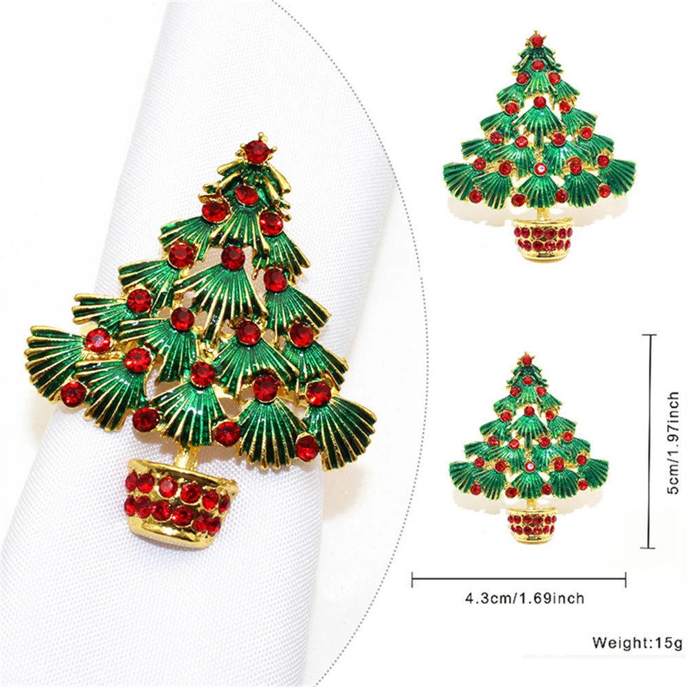 6 Pièces Anneaux de Serviette de Noël Cerf/Ronds de Serviette Porte-Serviettes Décorations de Table pour Mariage, Noël, Thanksgiving et Anniversaire