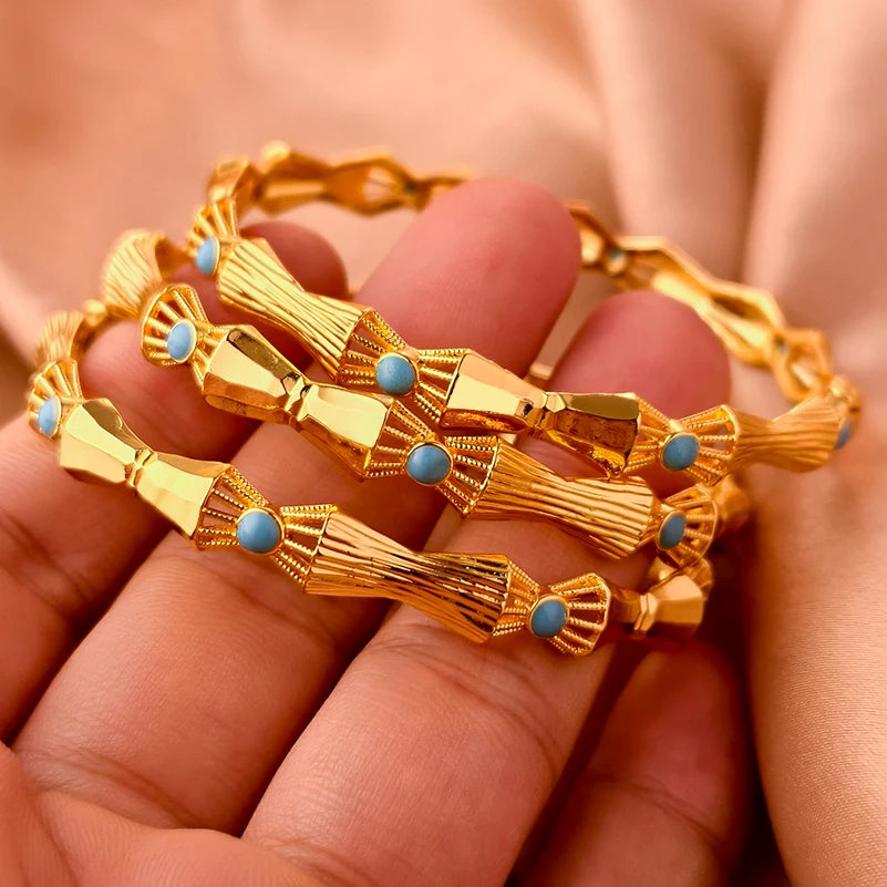 Dubai Gold Plated Bangles For Women Fashion Round Bracelet Flower Bracelet Feast Bijoux