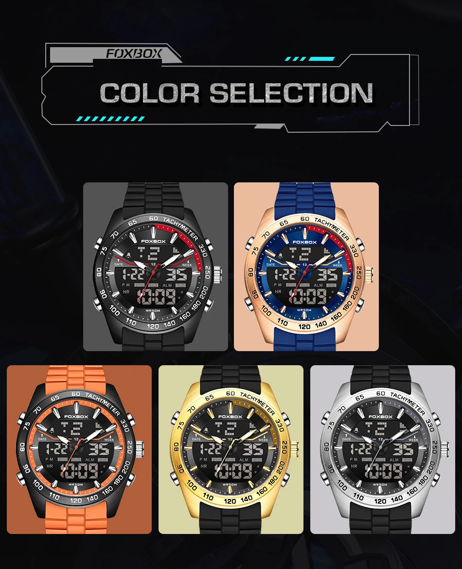 2026 New Business Watch Men FOXBOX Top Brand Luxury Digital Watch For Men Fashion Military Waterproof Men's Quartz Wristwatches