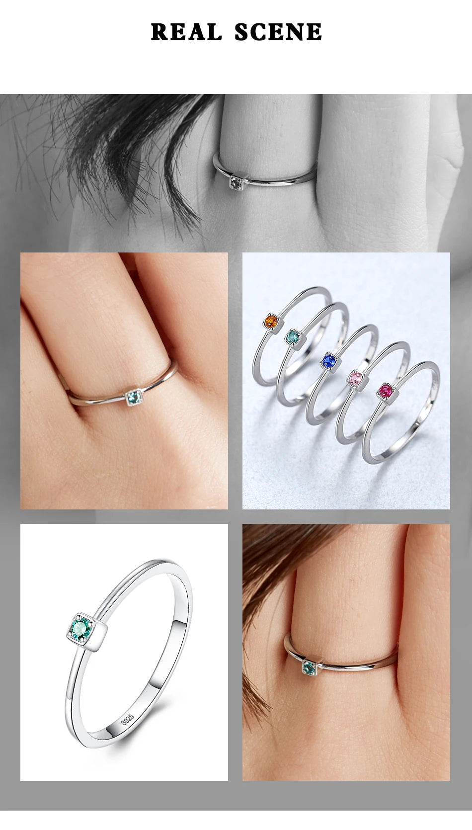 PAG&MAG Created Emerald VVS Bague Rings 925 Sterling Silver Stackable Ring For Women Green Gemstone joyas de plata 925 mujer