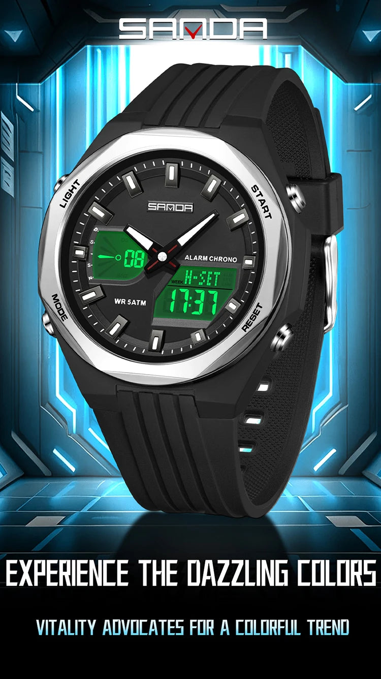 SANDA New LED Digital Watches Men Sports Luminous Multifunction Waterproof Women Wristwatch Outdoor Running Student Alarm Clock