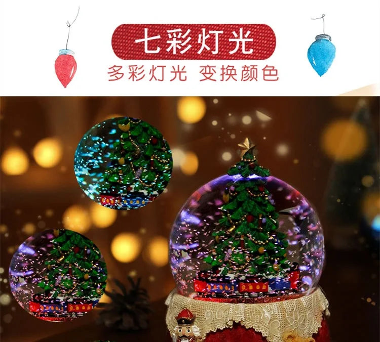 Boule de Cristal Flocon de Neige Sapin de Noël Boîte à Huit Tonalités (ou Boîte à Musique Huit Tons) Décoration de Noël Décoration Créative pour la Maison Petite Décoration Artisanat en Résine.