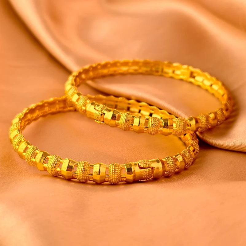 Dubai Gold Plated Bangles For Women Fashion Round Bracelet Flower Bracelet Feast Bijoux