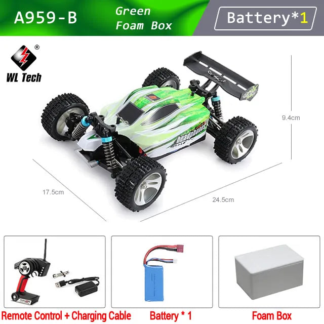 WLtoys A959B 184011 1/18 4WD RC Racing Car 70KM 2.4G Remote Control Drift High Speed Off-Road Vehicle Adult Boys Toys Kids Gift