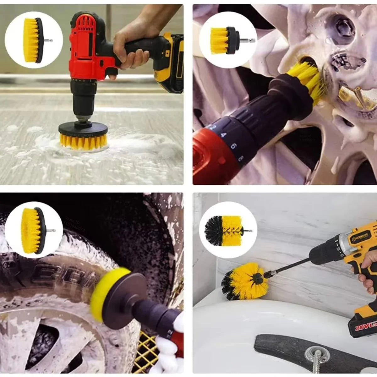 PKWKS New Car Cleaning Kit Scrubber Drill Detailing Brush Set Air Conditioner Vents Towel Polisher Car Auto Detailing Tools