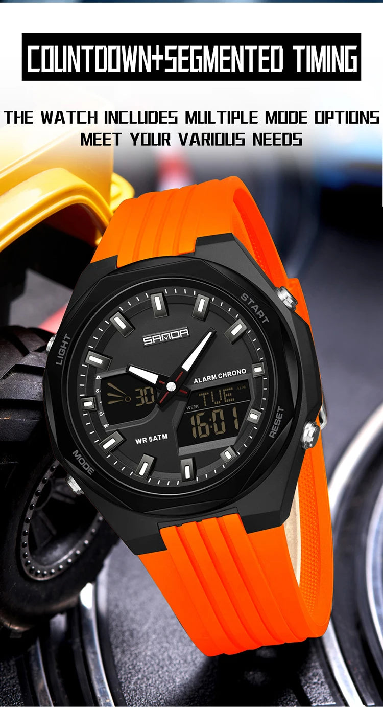 SANDA New LED Digital Watches Men Sports Luminous Multifunction Waterproof Women Wristwatch Outdoor Running Student Alarm Clock