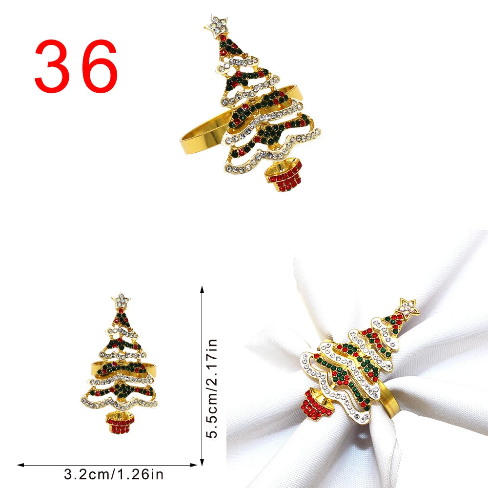 6 Pièces Anneaux de Serviette de Noël Cerf/Ronds de Serviette Porte-Serviettes Décorations de Table pour Mariage, Noël, Thanksgiving et Anniversaire