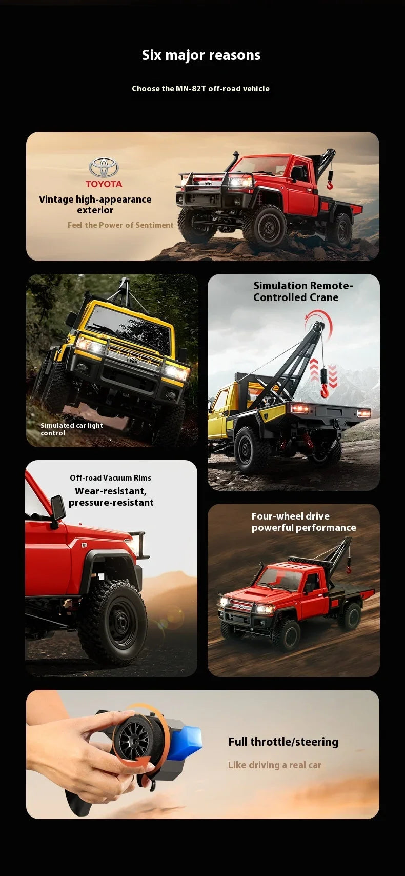 1:12 MN82 Proportional Simulation Remote-controlled Off-road Vehicle Four-wheel Drive Remote Control Pickup Model Boy Toy Gift