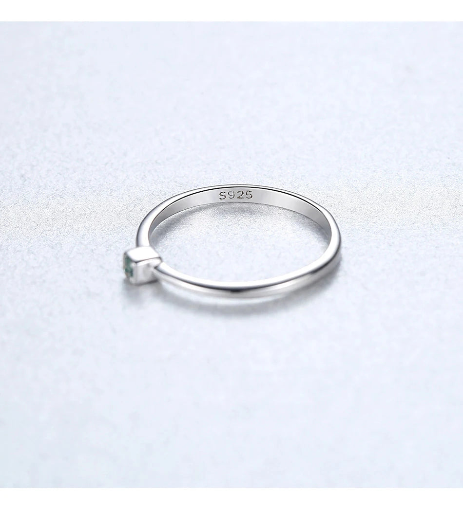 PAG&MAG Created Emerald VVS Bague Rings 925 Sterling Silver Stackable Ring For Women Green Gemstone joyas de plata 925 mujer