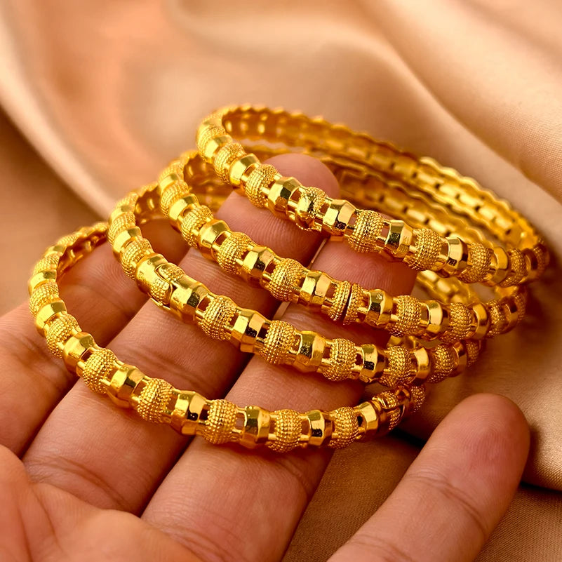 Dubai Gold Plated Bangles For Women Fashion Round Bracelet Flower Bracelet Feast Bijoux