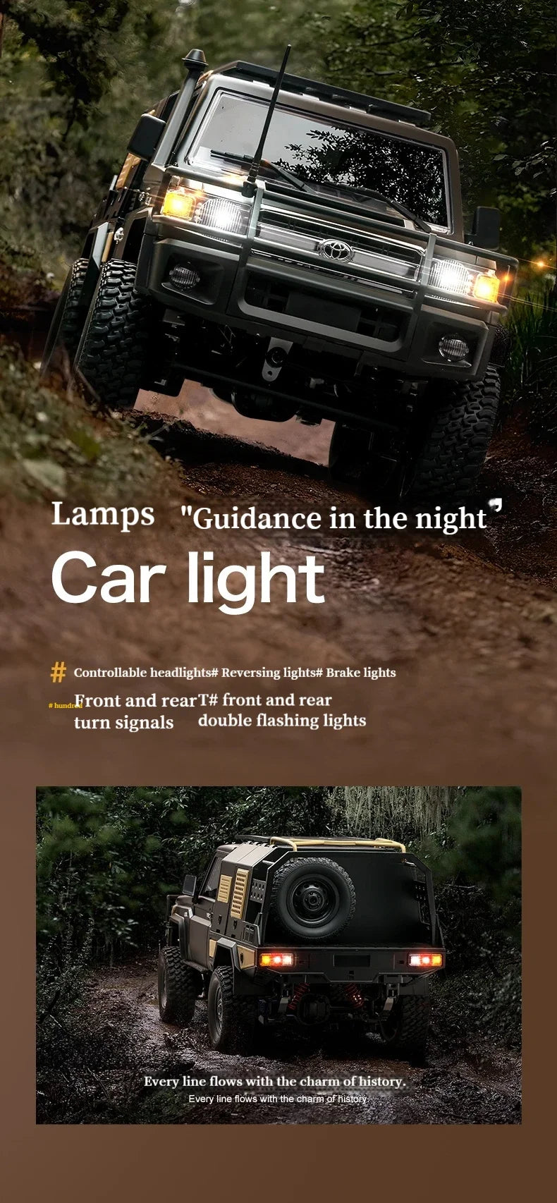 MN MODEL Full Scale RC CAR MN82 Upgraded MN82 PRO Controllable Headlights 2.4G 4WD Off-Road Car Pick Up Truck Toy for Kids Gifts