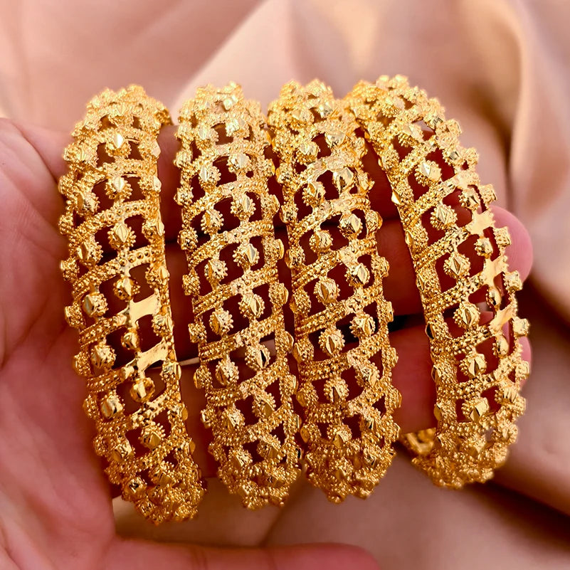 Dubai Gold Plated Bangles For Women Fashion Round Bracelet Flower Bracelet Feast Bijoux
