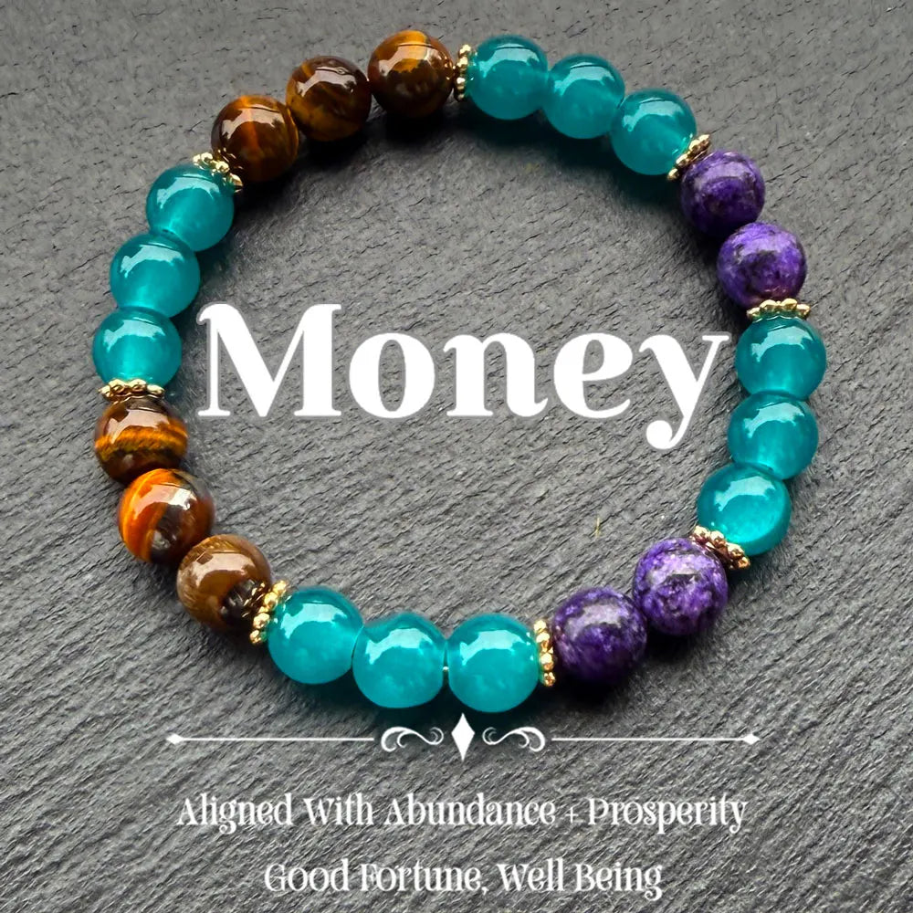 Attracting Money, Bohemian Style Natural Stone Bracelets,Aligned with Abundance Prosperity,Good Fortune,Well Being