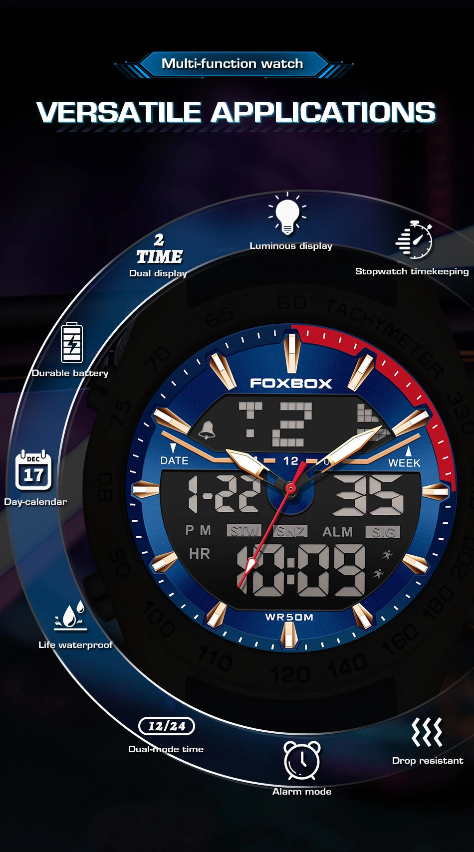 2026 New Business Watch Men FOXBOX Top Brand Luxury Digital Watch For Men Fashion Military Waterproof Men's Quartz Wristwatches