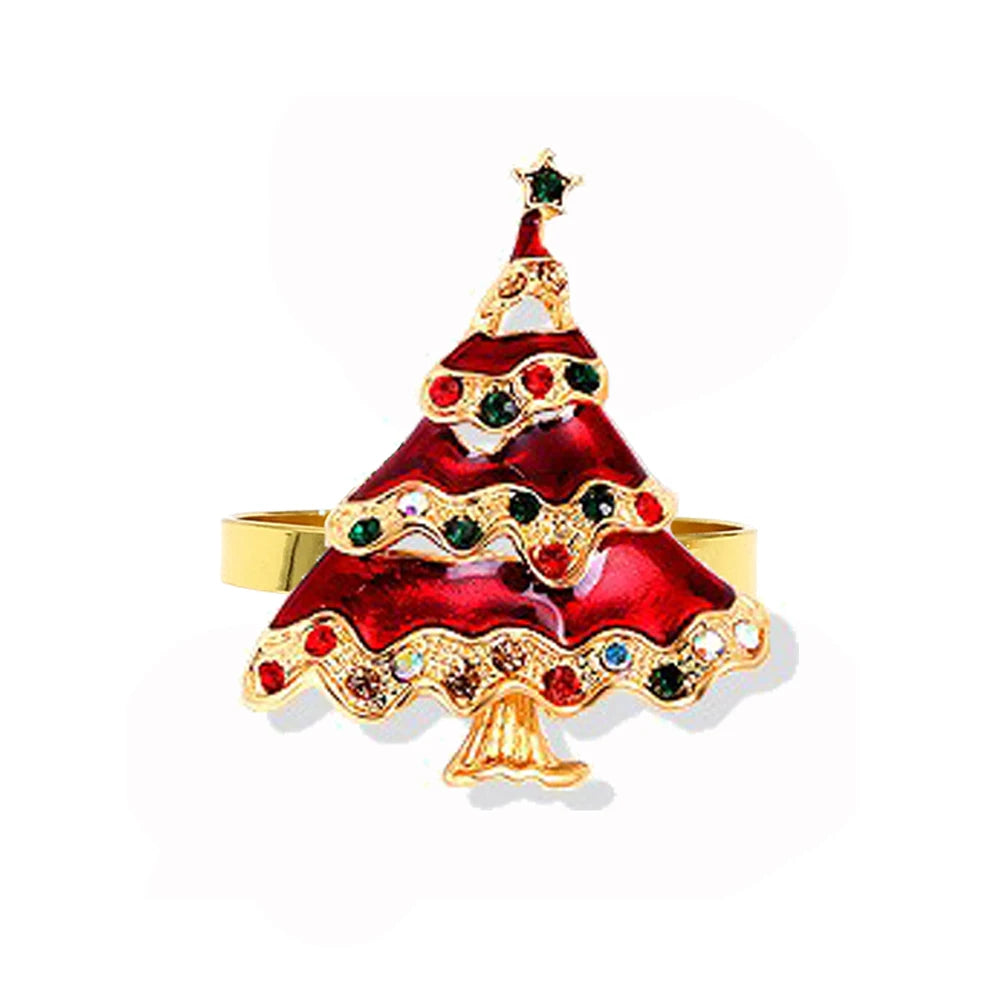 6 Pièces Anneaux de Serviette de Noël Cerf/Ronds de Serviette Porte-Serviettes Décorations de Table pour Mariage, Noël, Thanksgiving et Anniversaire