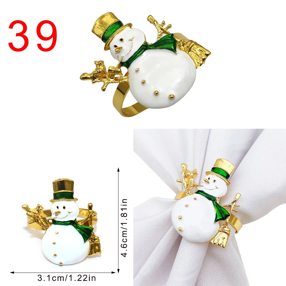 6 Pièces Anneaux de Serviette de Noël Cerf/Ronds de Serviette Porte-Serviettes Décorations de Table pour Mariage, Noël, Thanksgiving et Anniversaire