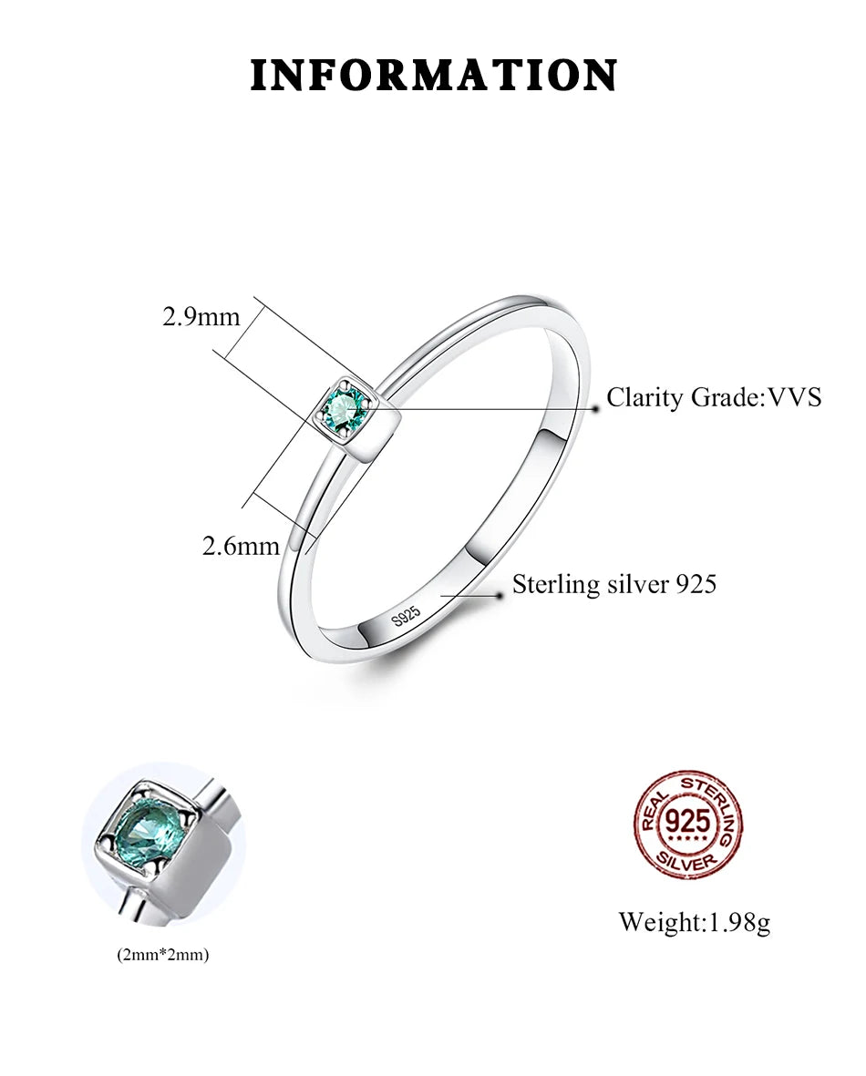 PAG&MAG Created Emerald VVS Bague Rings 925 Sterling Silver Stackable Ring For Women Green Gemstone joyas de plata 925 mujer