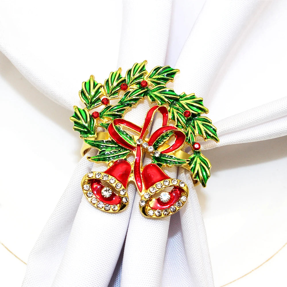 6 Pièces Anneaux de Serviette de Noël Cerf/Ronds de Serviette Porte-Serviettes Décorations de Table pour Mariage, Noël, Thanksgiving et Anniversaire