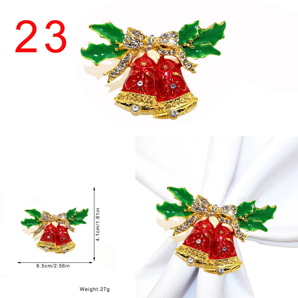 6 Pièces Anneaux de Serviette de Noël Cerf/Ronds de Serviette Porte-Serviettes Décorations de Table pour Mariage, Noël, Thanksgiving et Anniversaire