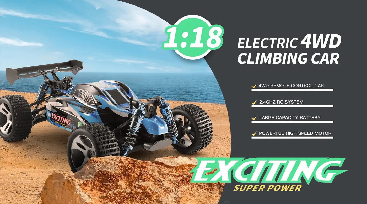 WLtoys A959B 184011 1/18 4WD RC Racing Car 70KM 2.4G Remote Control Drift High Speed Off-Road Vehicle Adult Boys Toys Kids Gift