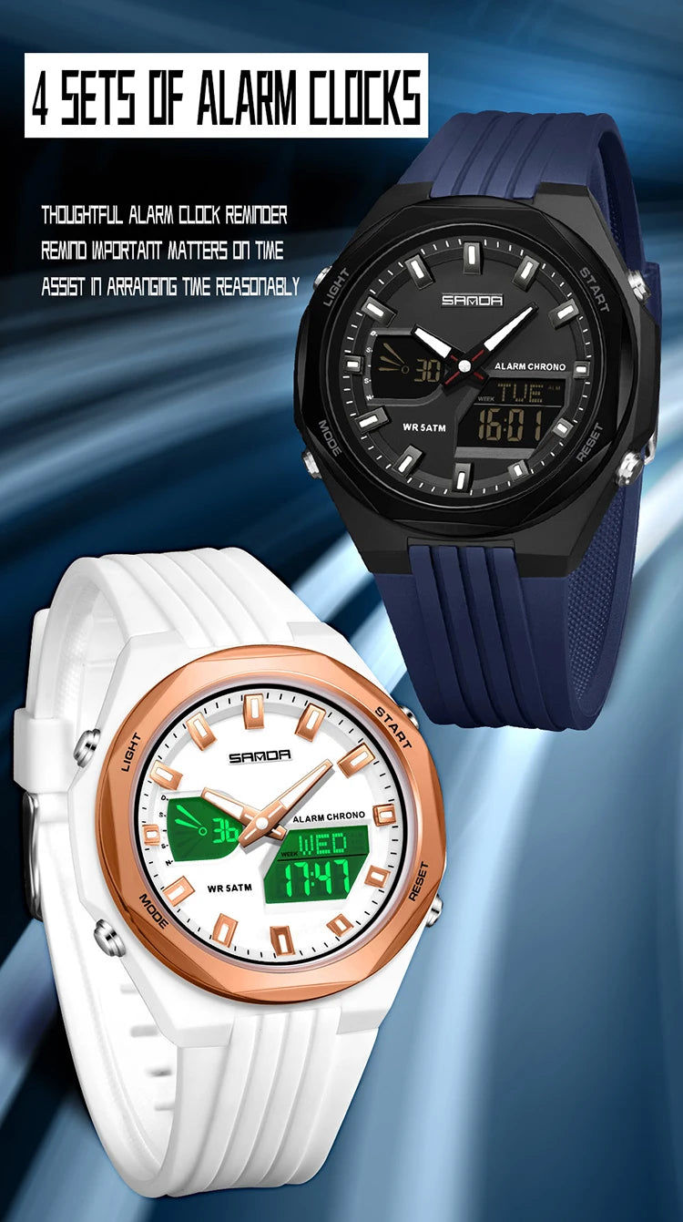 SANDA New LED Digital Watches Men Sports Luminous Multifunction Waterproof Women Wristwatch Outdoor Running Student Alarm Clock