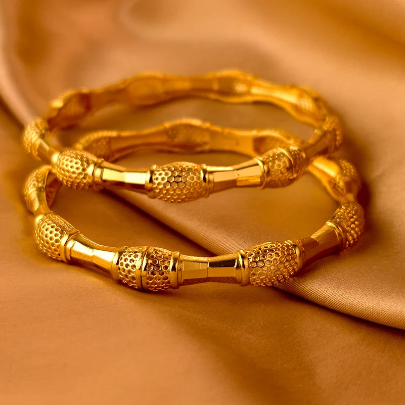 Dubai Gold Plated Bangles For Women Fashion Round Bracelet Flower Bracelet Feast Bijoux