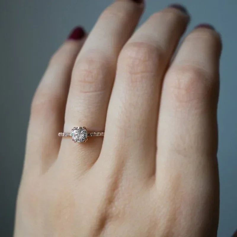 Moonso Rose Gold Silver Color Ring Fashion Promise Ring for Simple Halo Ring for Women Christmas Gift Girl Love Jewelry  R5036