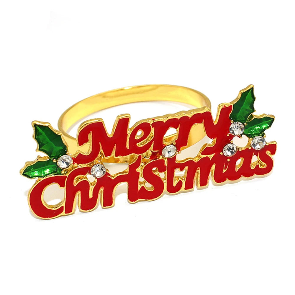 6 Pièces Anneaux de Serviette de Noël Cerf/Ronds de Serviette Porte-Serviettes Décorations de Table pour Mariage, Noël, Thanksgiving et Anniversaire