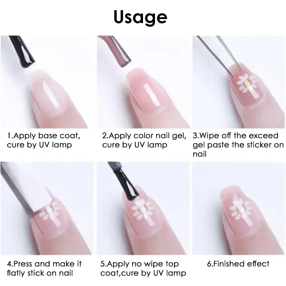 2pcs Glitter Christmas Nail Art Stickers 3D Elk Snowflake Antler Love Nail Decor DIY Self-Adhesive Slider Winter Manicure Decals