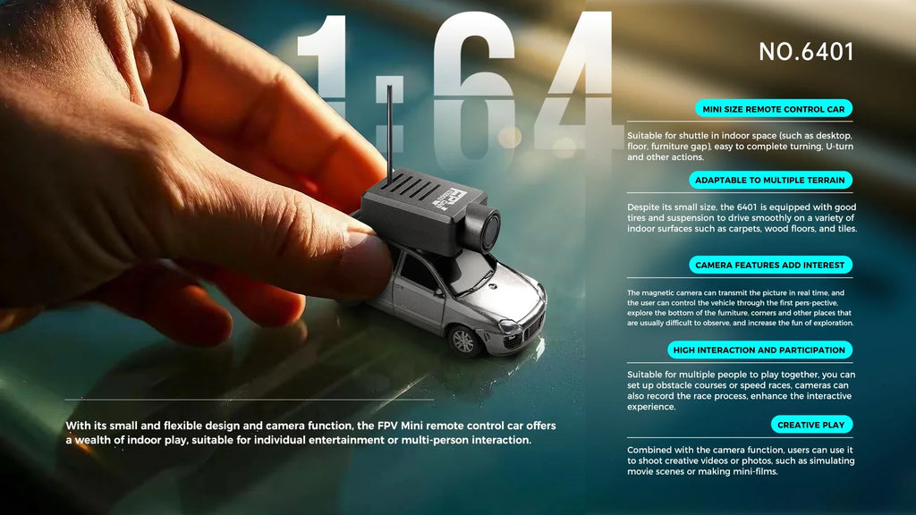 WLtoys 6401 Mini RC Cars 1:64 with 720P FPV Camera, Wifi APP Control, 2025 New RC Racing Car Toy, Kids Gifts for Boys Girls