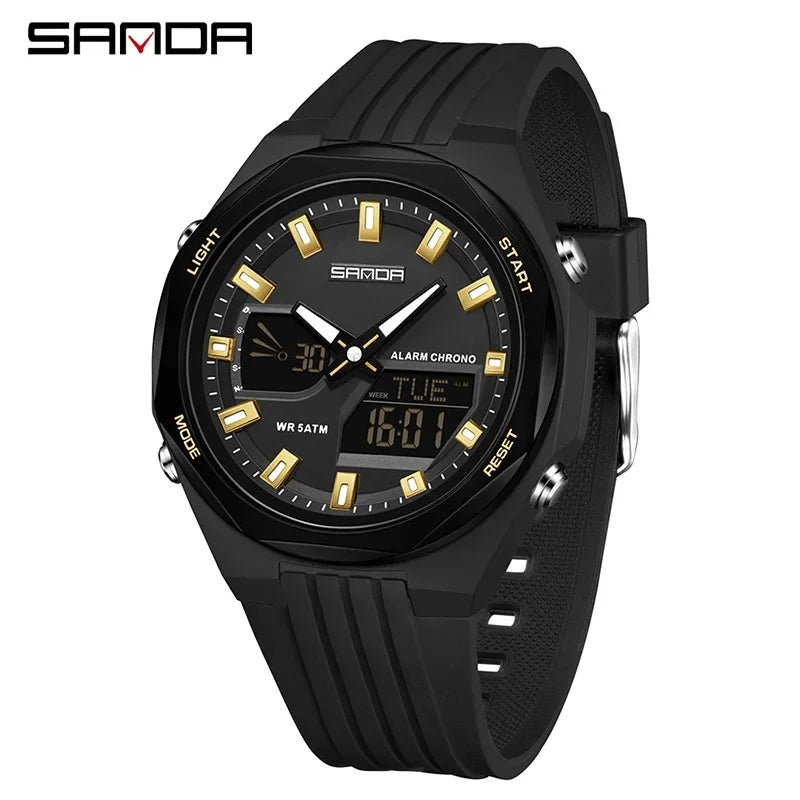 SANDA New LED Digital Watches Men Sports Luminous Multifunction Waterproof Women Wristwatch Outdoor Running Student Alarm Clock