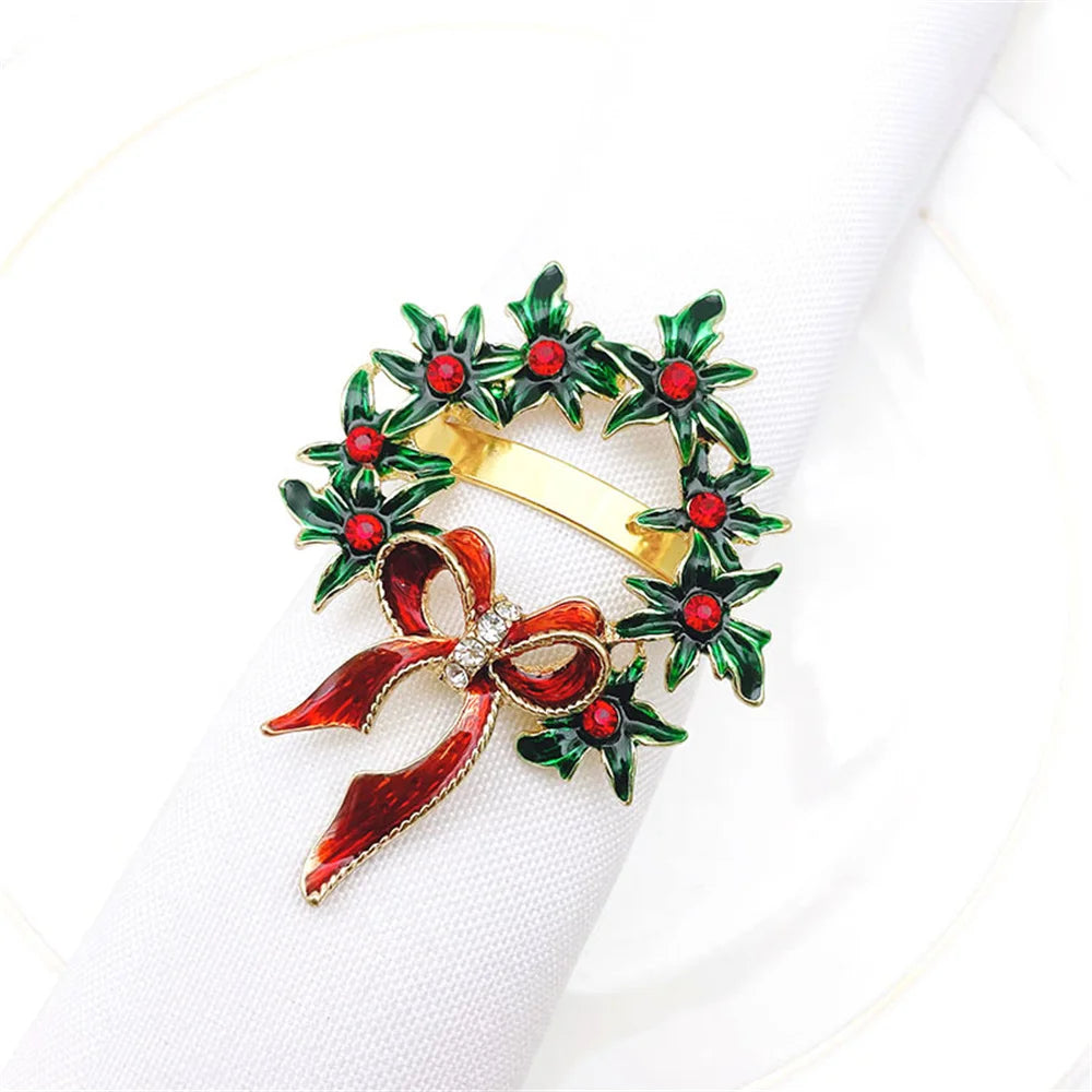 6 Pièces Anneaux de Serviette de Noël Cerf/Ronds de Serviette Porte-Serviettes Décorations de Table pour Mariage, Noël, Thanksgiving et Anniversaire