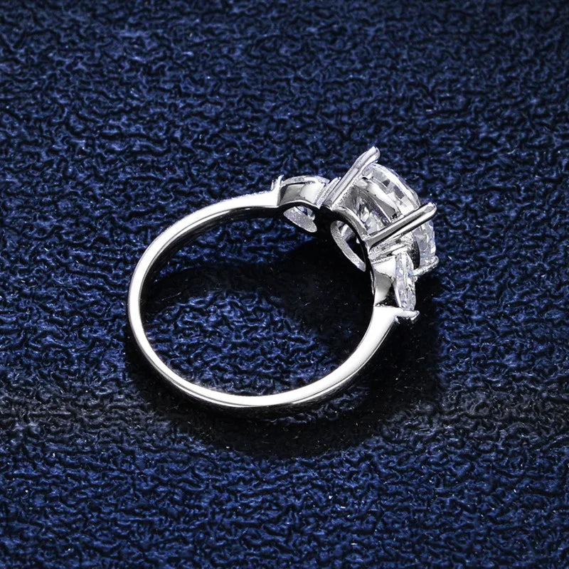 BagueRingen Luxury Round 3 Carats VVS D-COLOR Moissanite Ring For Women Sterling 925 Silver Wedding Jewelry 8H8A Engagement Gift