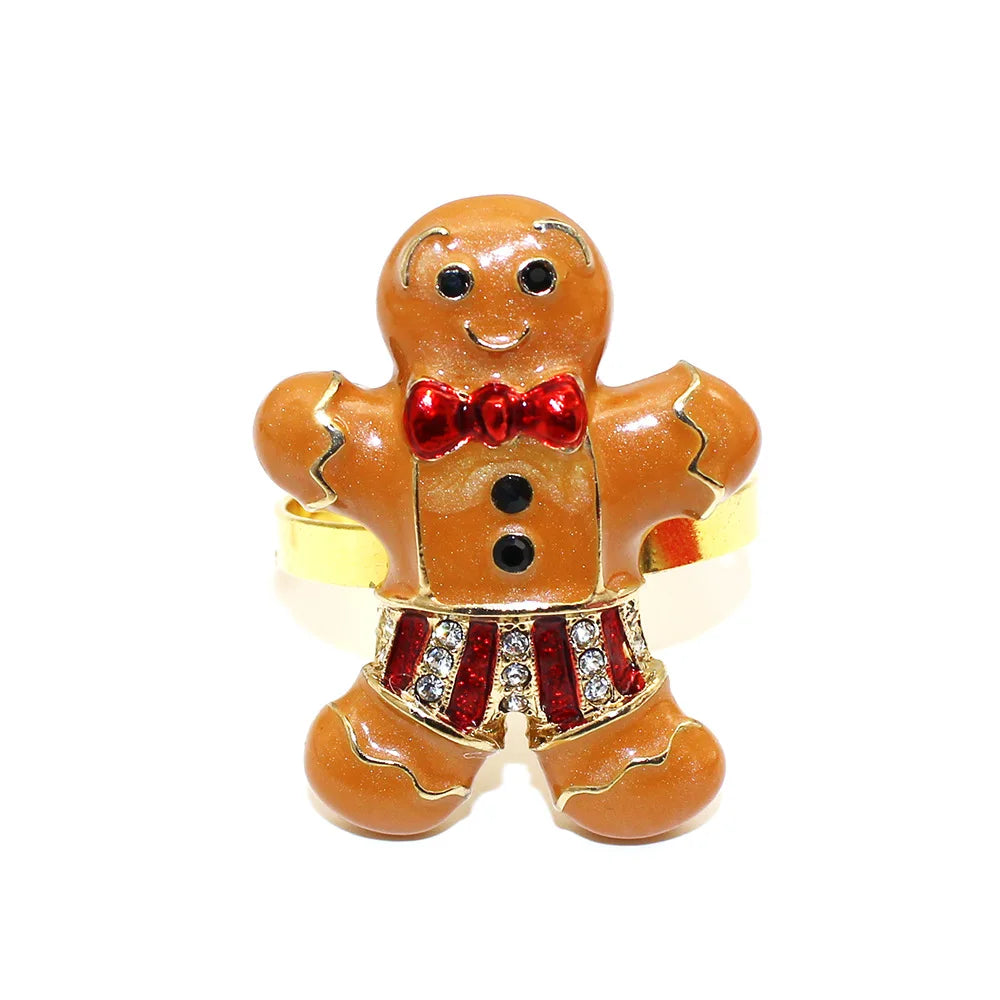 6 Pièces Anneaux de Serviette de Noël Cerf/Ronds de Serviette Porte-Serviettes Décorations de Table pour Mariage, Noël, Thanksgiving et Anniversaire