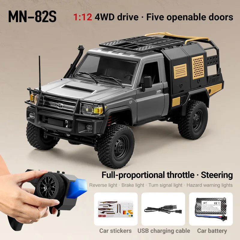 MN82 MN82S LC79 1/12 4WD Full Scale RC Pickup Short Truck 2.4G Remote Control Climbing Off-road Car Toys for Kids Christmas Gift