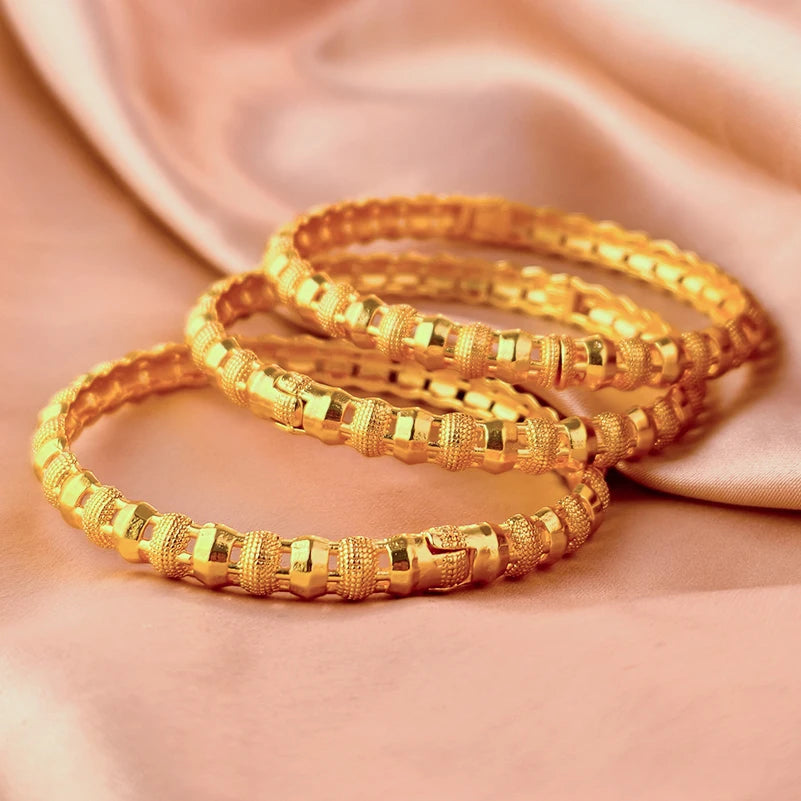 Dubai Gold Plated Bangles For Women Fashion Round Bracelet Flower Bracelet Feast Bijoux
