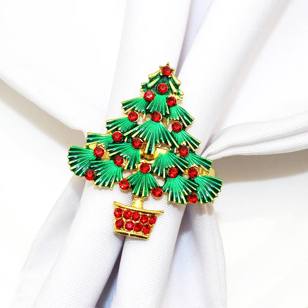 6 Pièces Anneaux de Serviette de Noël Cerf/Ronds de Serviette Porte-Serviettes Décorations de Table pour Mariage, Noël, Thanksgiving et Anniversaire