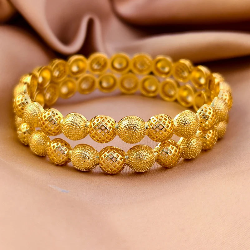 Dubai Gold Plated Bangles For Women Fashion Round Bracelet Flower Bracelet Feast Bijoux