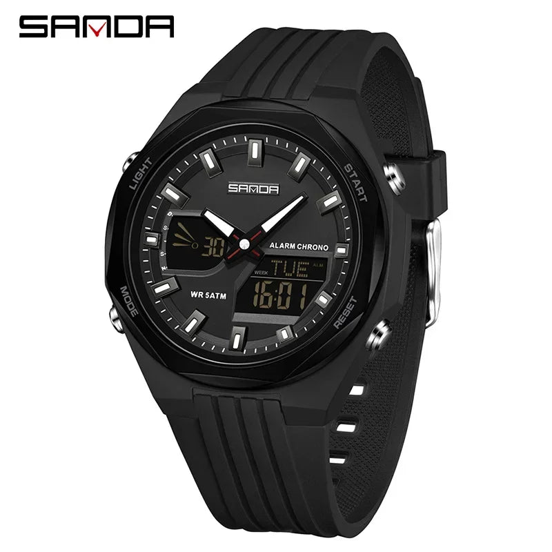 SANDA New LED Digital Watches Men Sports Luminous Multifunction Waterproof Women Wristwatch Outdoor Running Student Alarm Clock