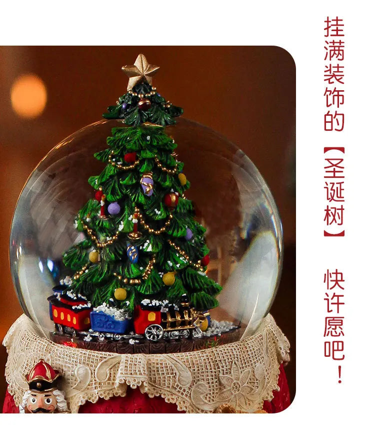 Boule de Cristal Flocon de Neige Sapin de Noël Boîte à Huit Tonalités (ou Boîte à Musique Huit Tons) Décoration de Noël Décoration Créative pour la Maison Petite Décoration Artisanat en Résine.