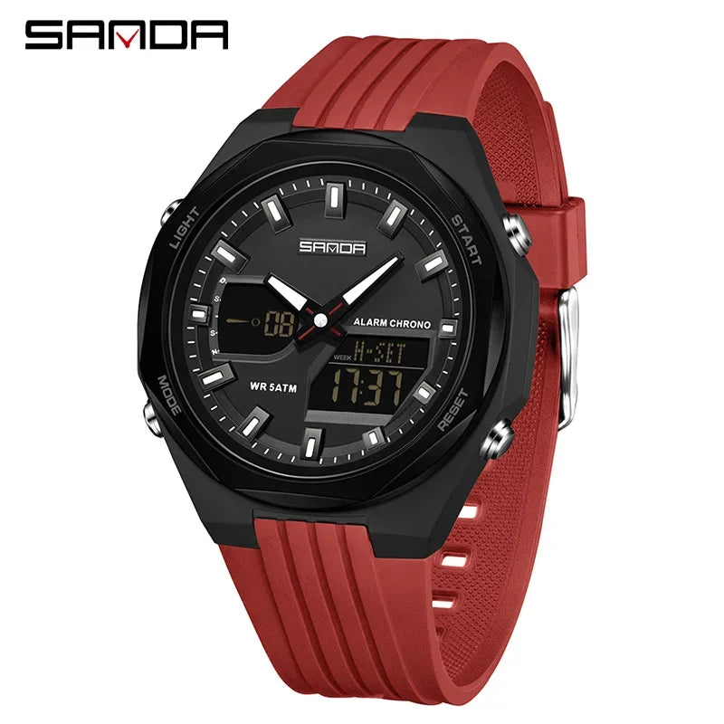 SANDA New LED Digital Watches Men Sports Luminous Multifunction Waterproof Women Wristwatch Outdoor Running Student Alarm Clock