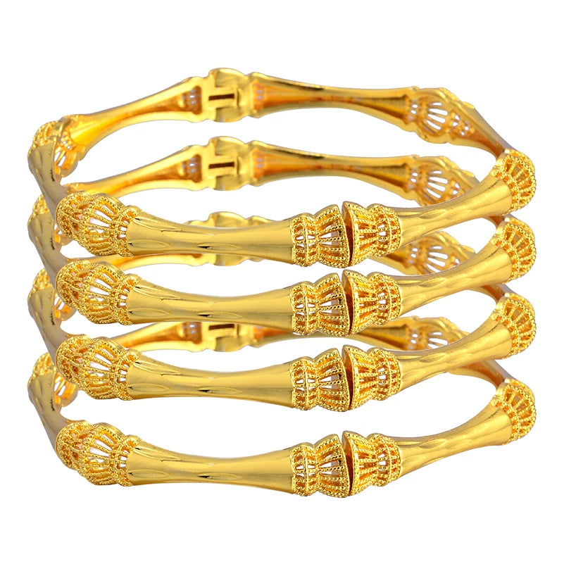 Dubai Gold Plated Bangles For Women Fashion Round Bracelet Flower Bracelet Feast Bijoux
