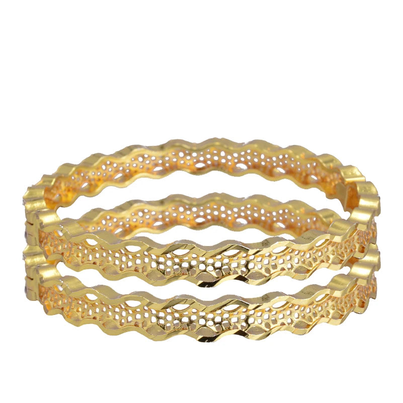 Dubai Gold Plated Bangles For Women Fashion Round Bracelet Flower Bracelet Feast Bijoux