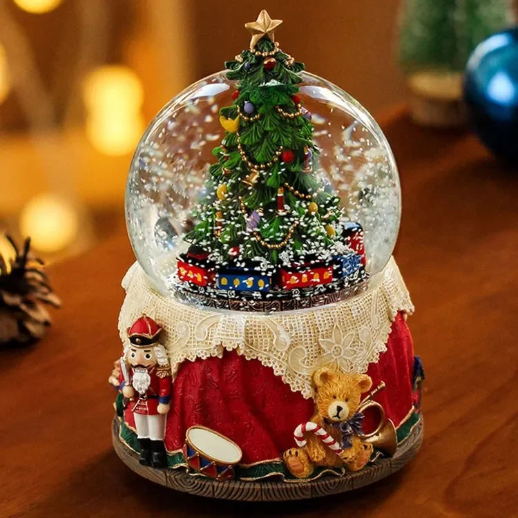 Boule de Cristal Flocon de Neige Sapin de Noël Boîte à Huit Tonalités (ou Boîte à Musique Huit Tons) Décoration de Noël Décoration Créative pour la Maison Petite Décoration Artisanat en Résine.