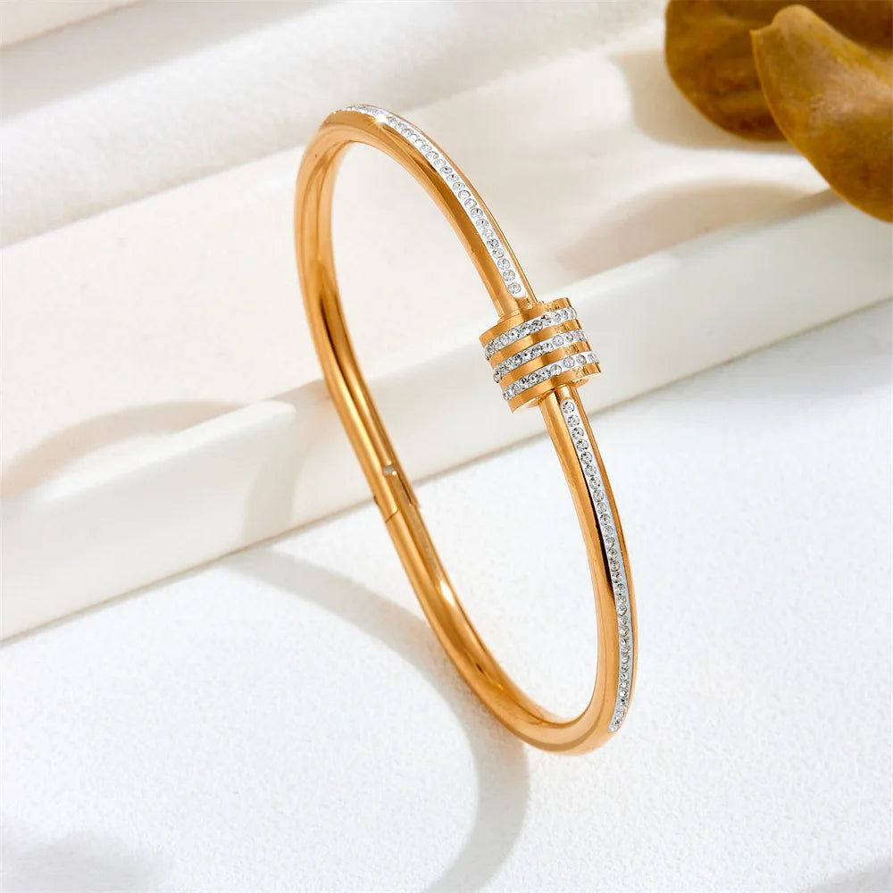 Bracelets en acier inoxydable ou titane avec motif floral pour femme