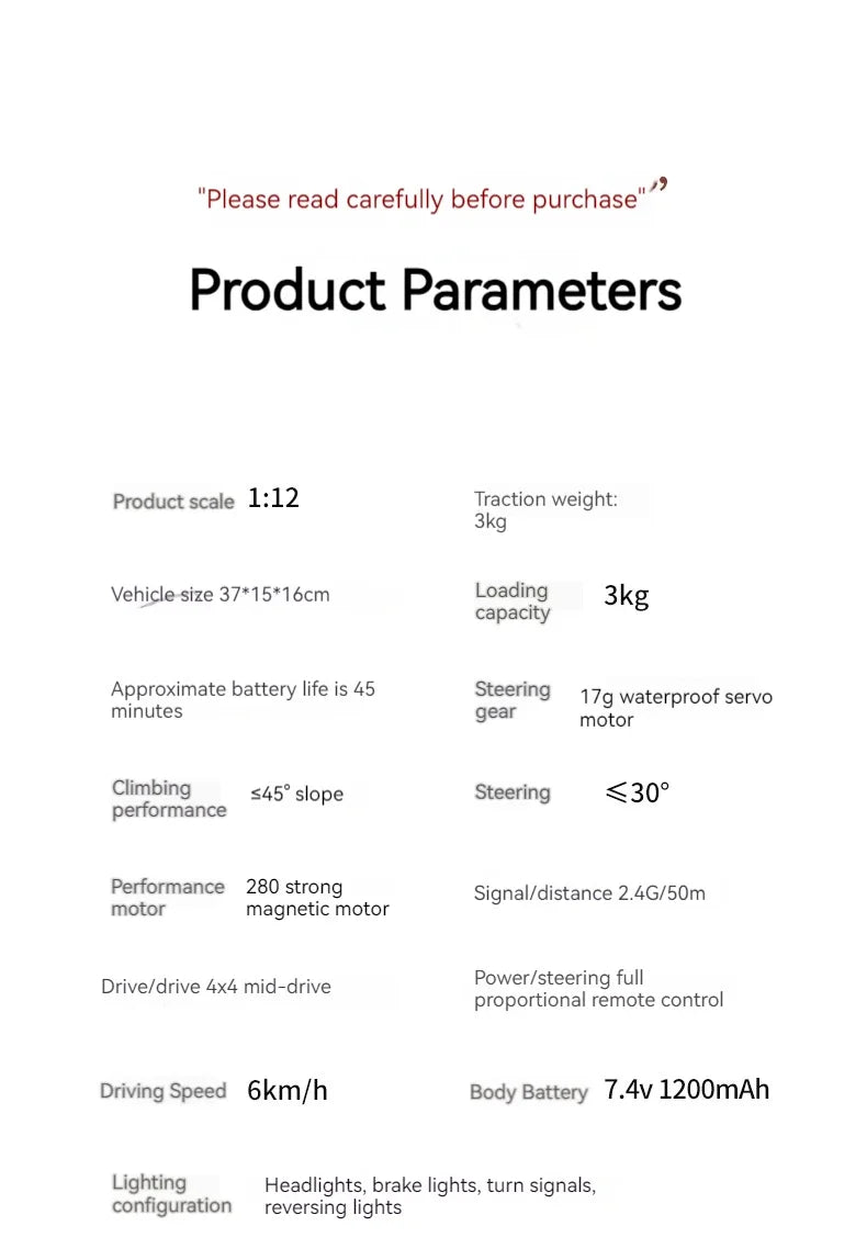 1:12 MN82 Proportional Simulation Remote-controlled Off-road Vehicle Four-wheel Drive Remote Control Pickup Model Boy Toy Gift