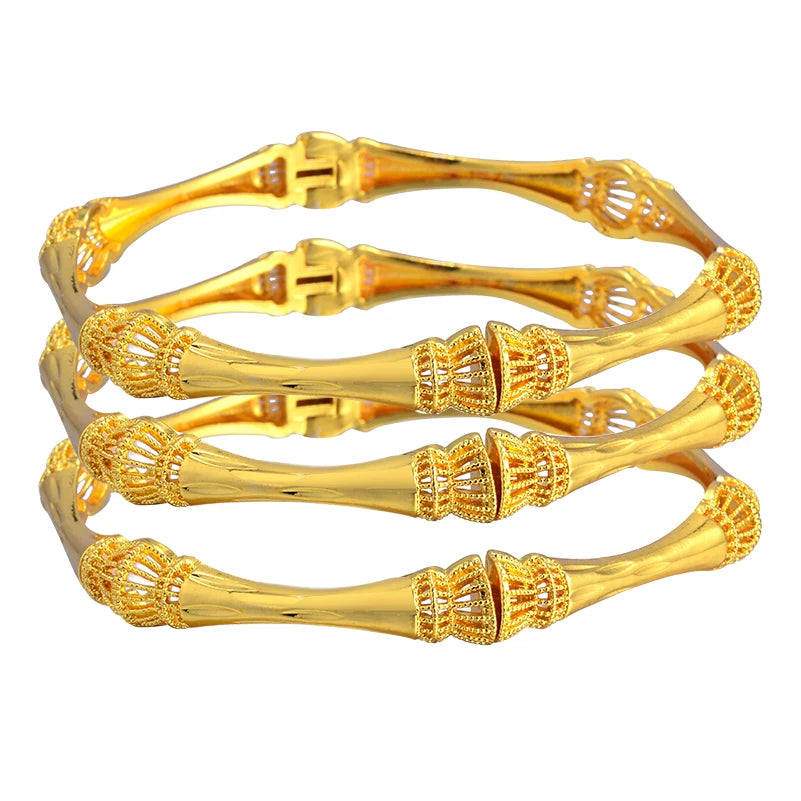 Dubai Gold Plated Bangles For Women Fashion Round Bracelet Flower Bracelet Feast Bijoux