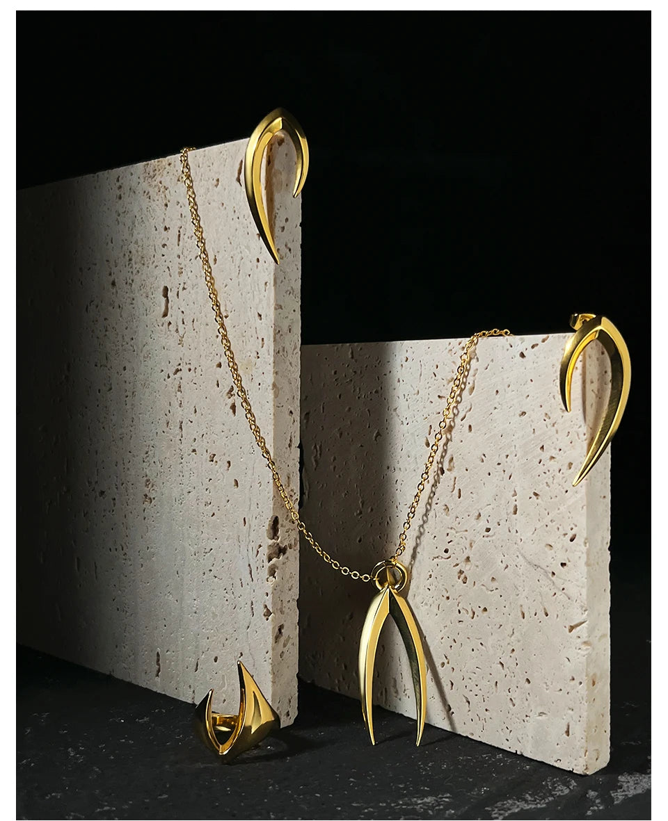 ENFASHION New In Rings For Women Bague Femme Blade Ring 2022 Goth 18K Gold Plated Punk Fashion Jewelry Graduation Party R224171